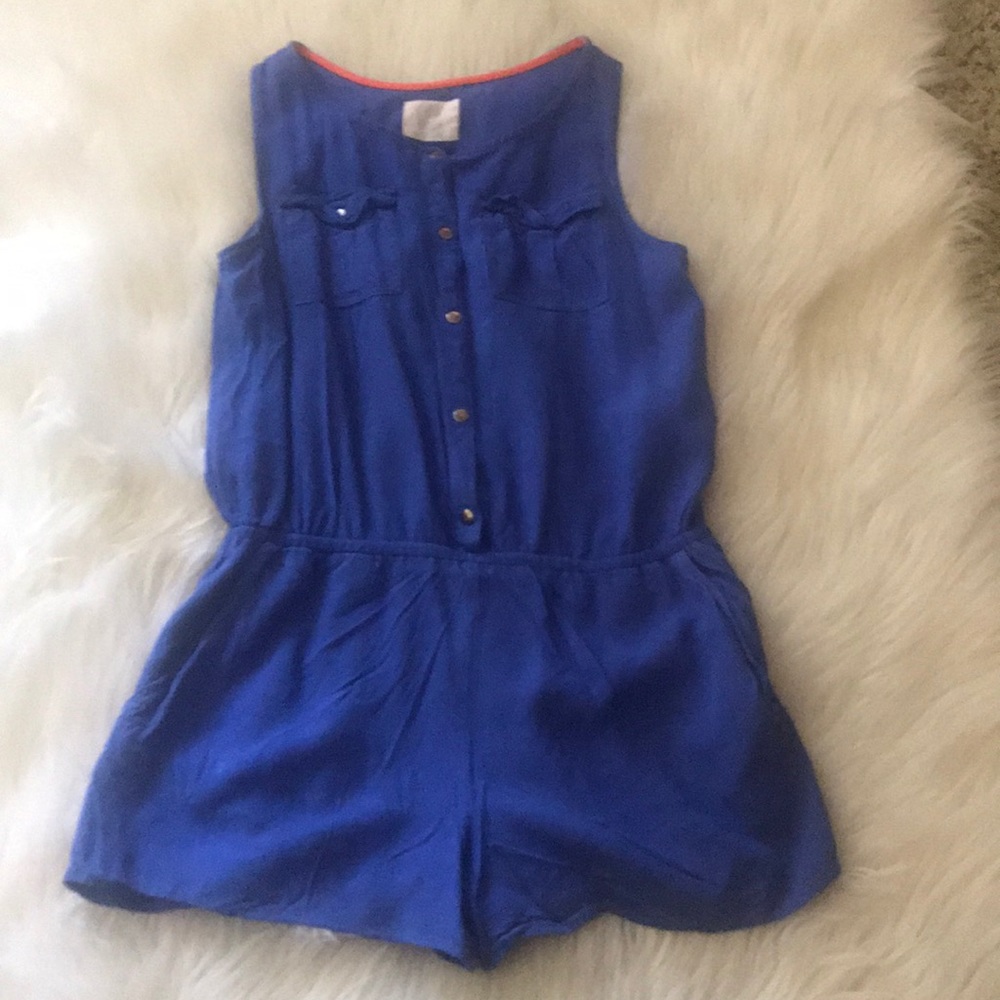 Blue short sleeve romper